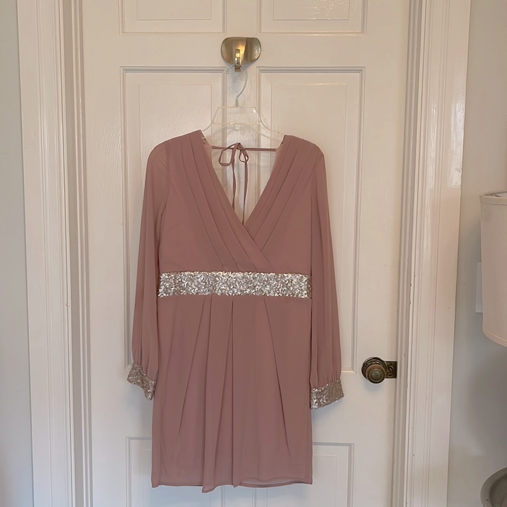 Dusty Rose and Blush Sequin Cocktail Dress